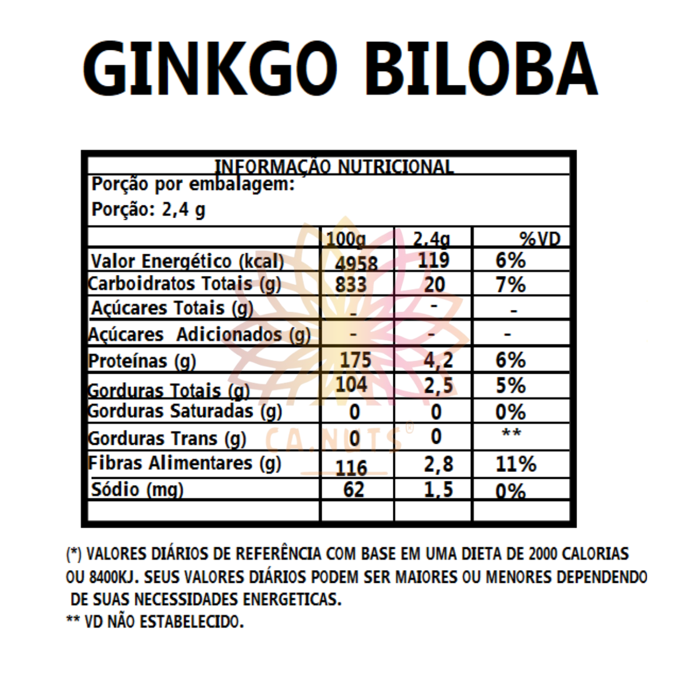 Ginkgo Biloba em Pó Premium | Suplementação Natural Ca.Nuts