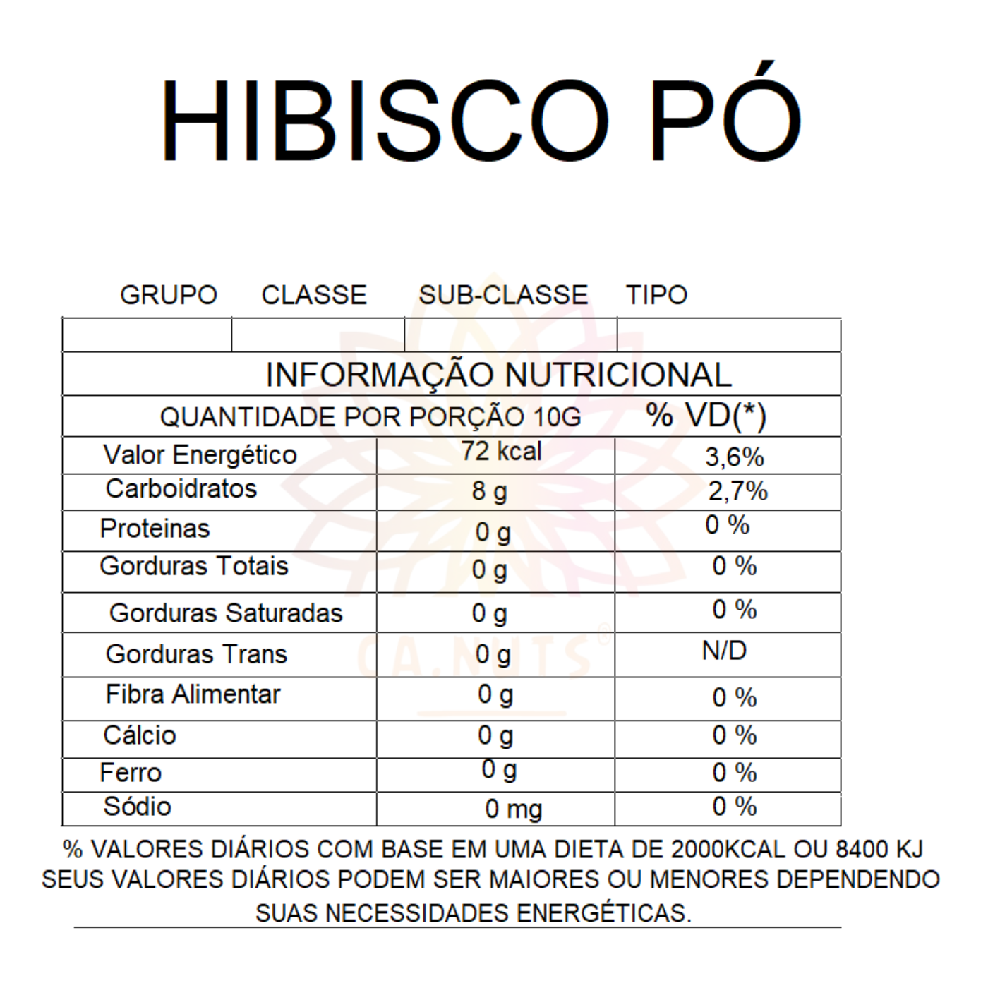 Hibisco solúvel em pó puro Ca.Nuts | Chá hibisco