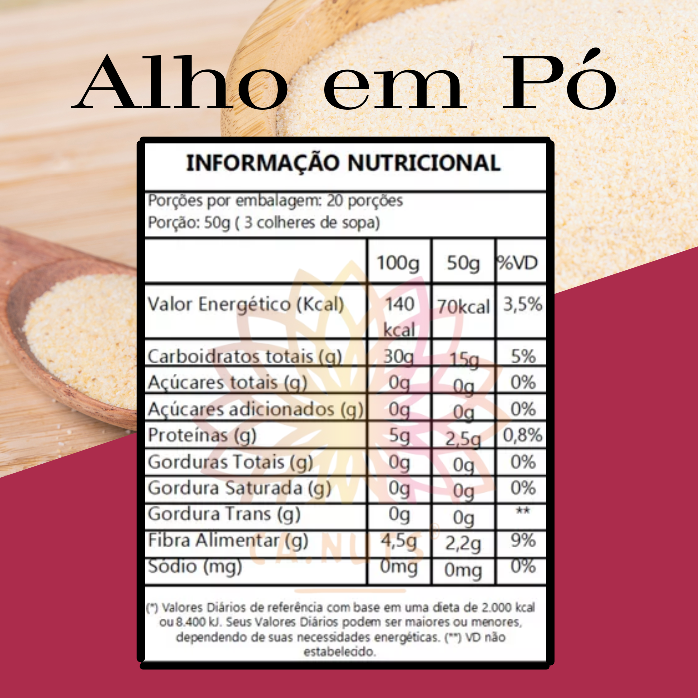 Alho em Pó Premium Ca.Nuts | Linha de Especiárias Premium