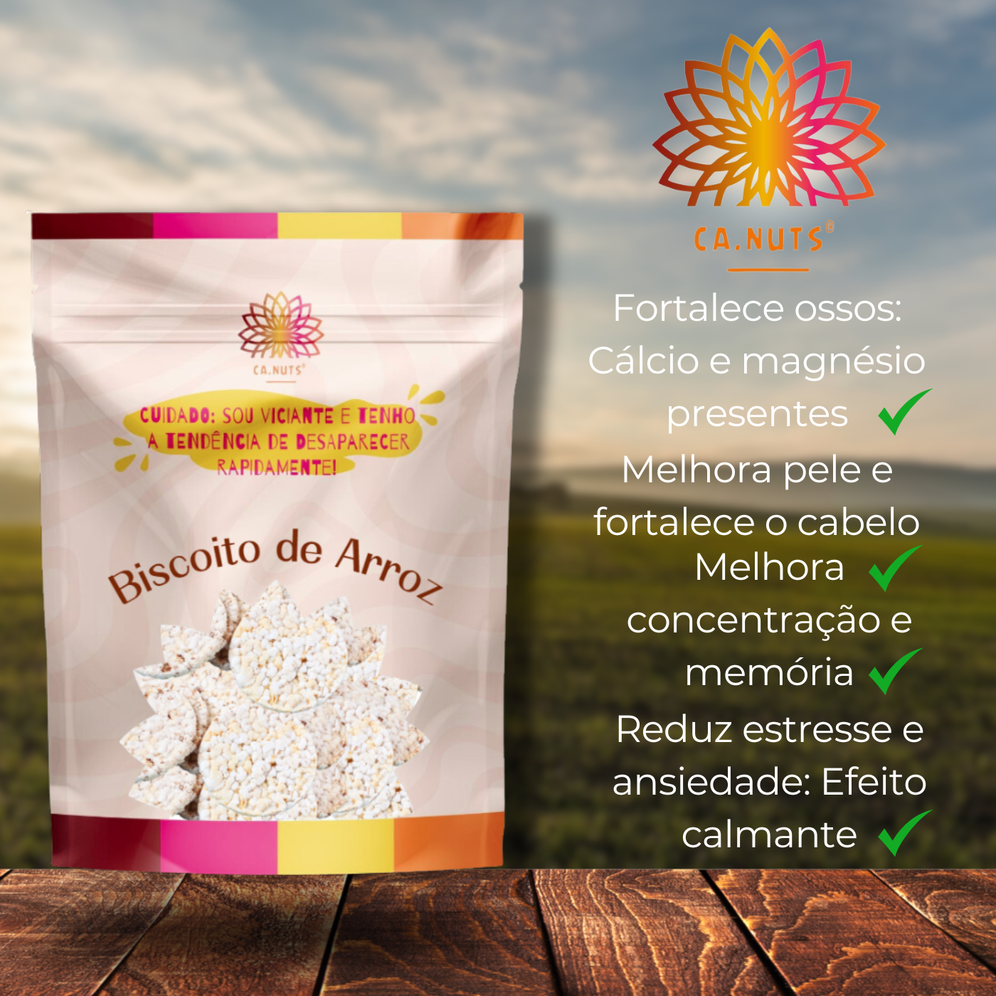 Biscoito de Arroz Premium Ca.Nuts