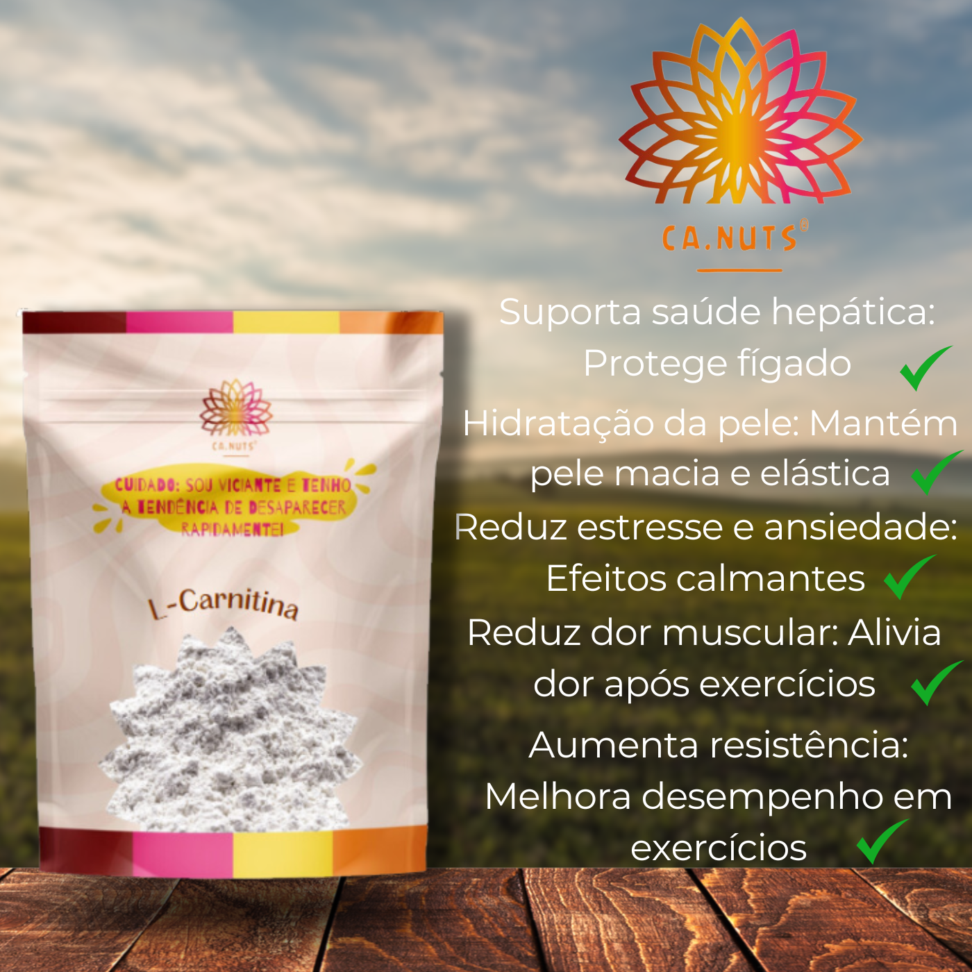 L-Carnitina em Pó Ca.Nuts Premium – Energia, Queima e Alta Performance