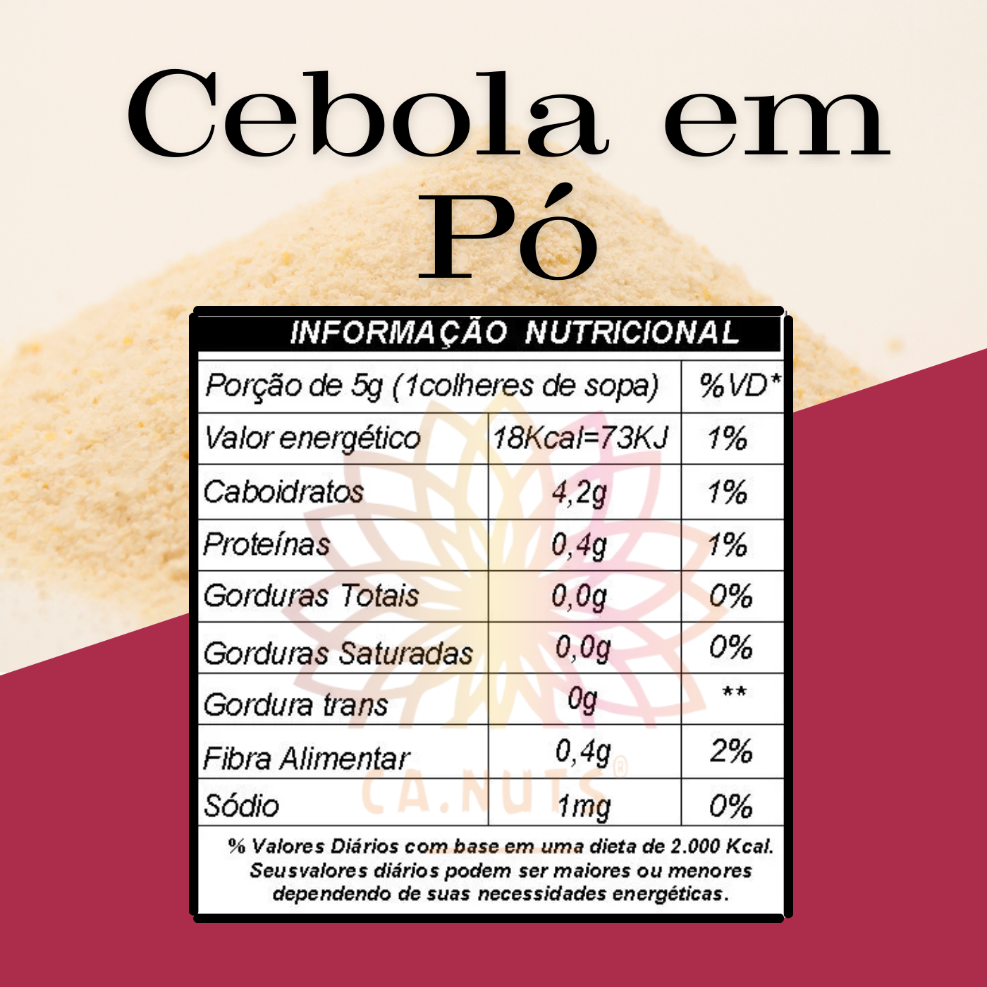 Cebola em Pó Premium Ca.Nuts | Linha de Especiárias Premium