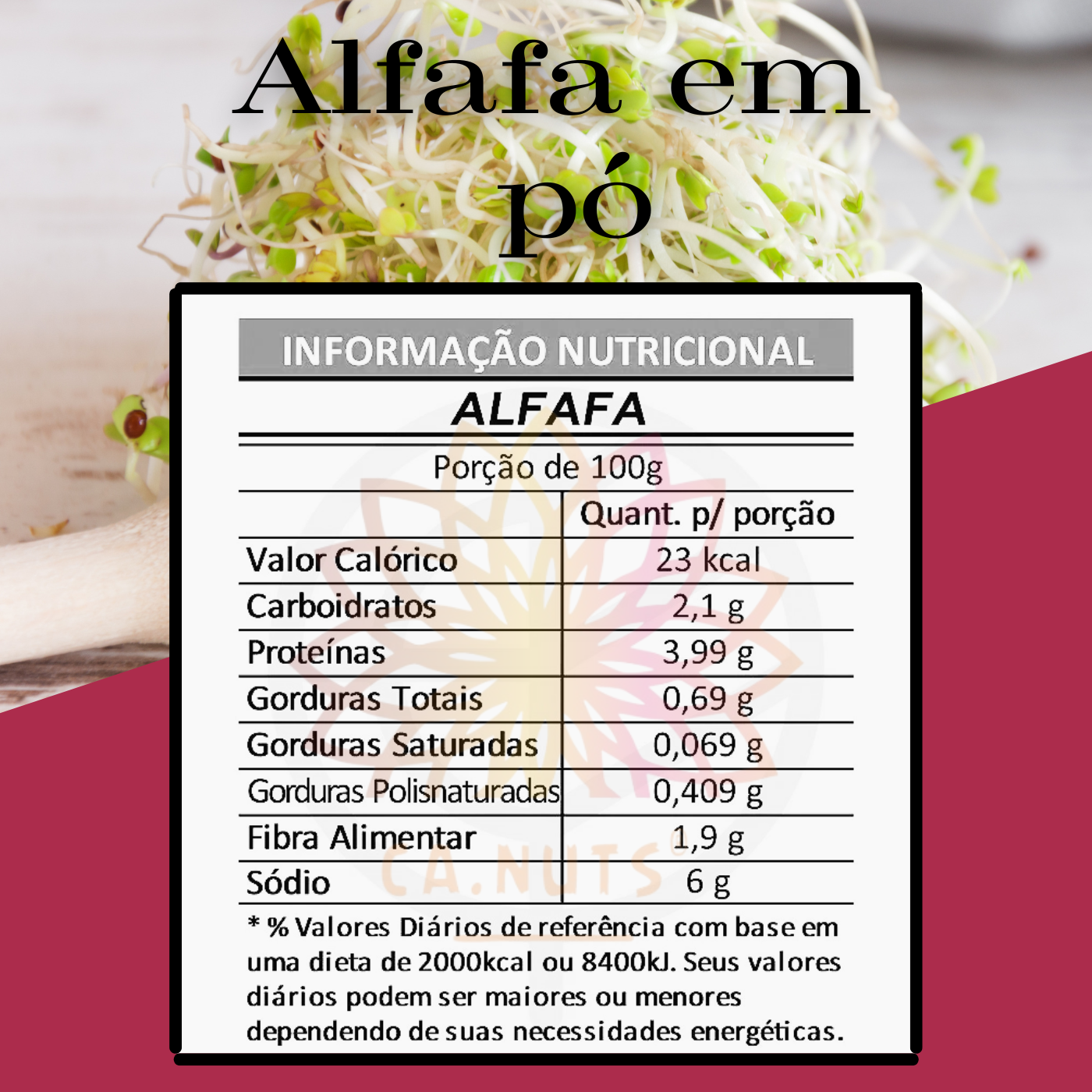 Alfafa em Pó Premium Ca.Nuts