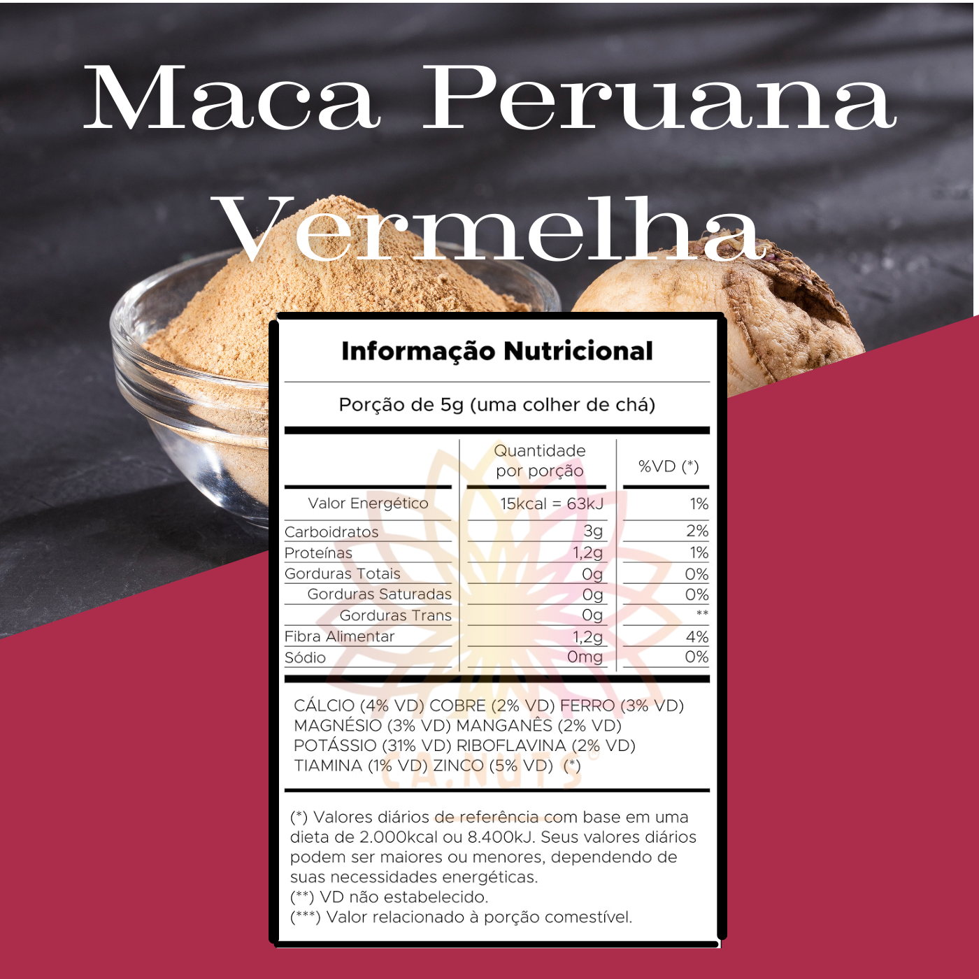 Maca Peruana Vermelha Ca.Nuts Linha Premium Importada pura