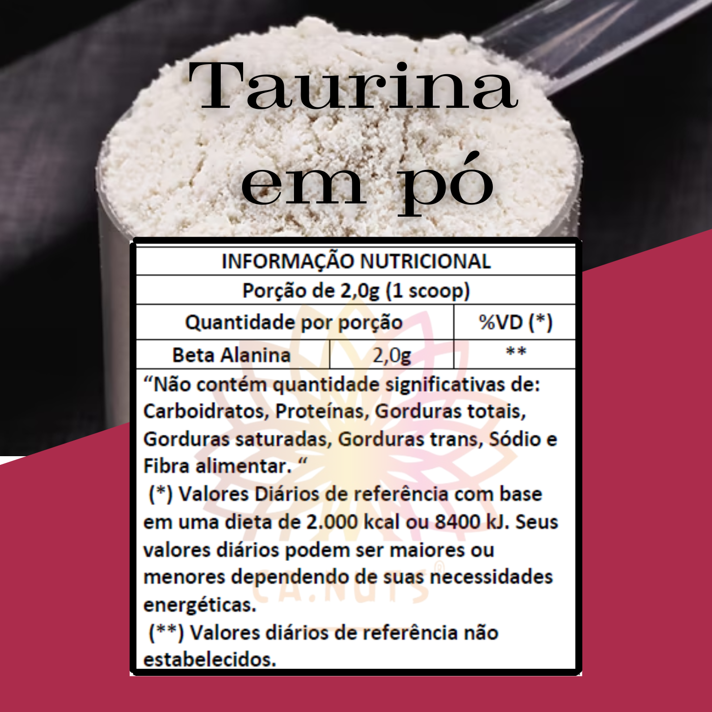 Taurina em Pó Ca.Nuts Premium – Energia, Foco e Performance