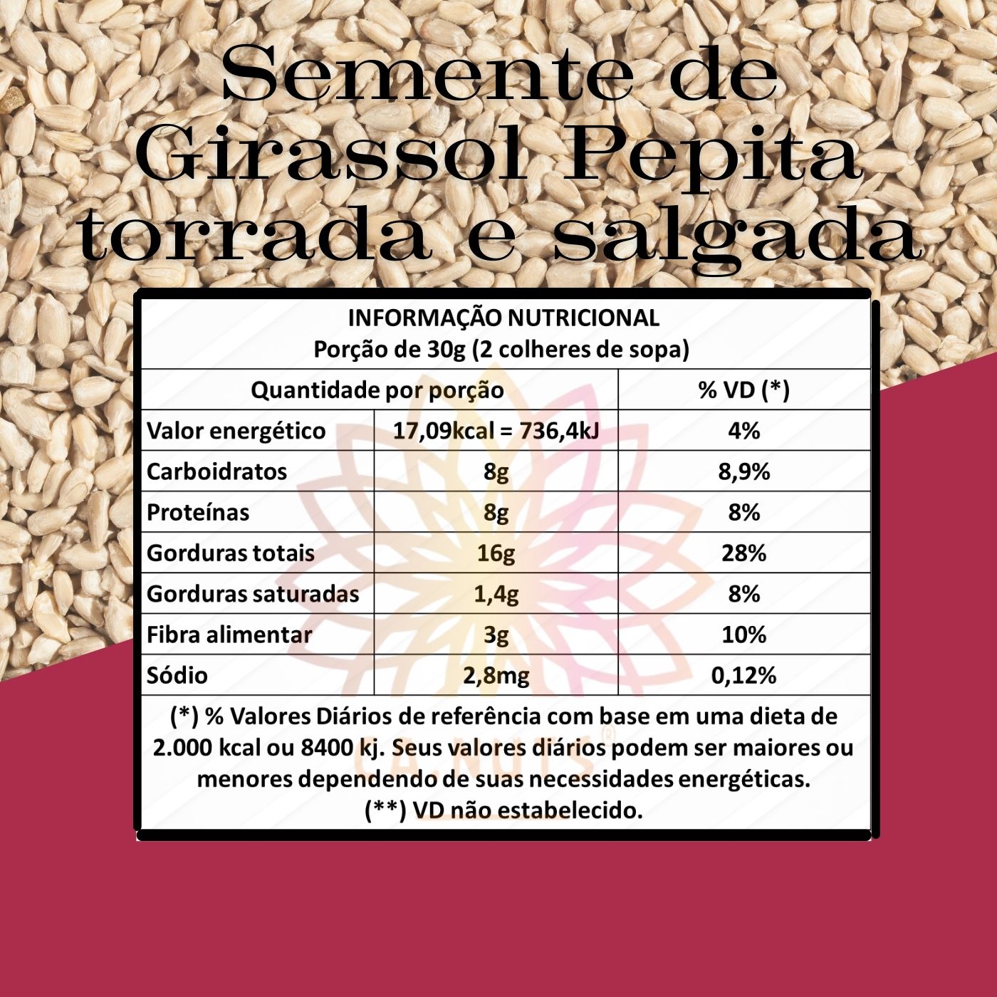 Semente de Girassol Pepita Torrada e Salgada Premium | Marca Ca.Nuts