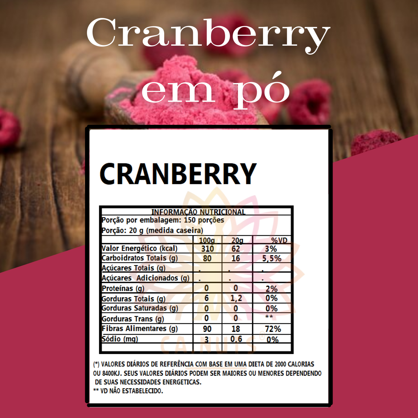 Cranberry em pó Frutas secas desidratadas - Ca.Nuts