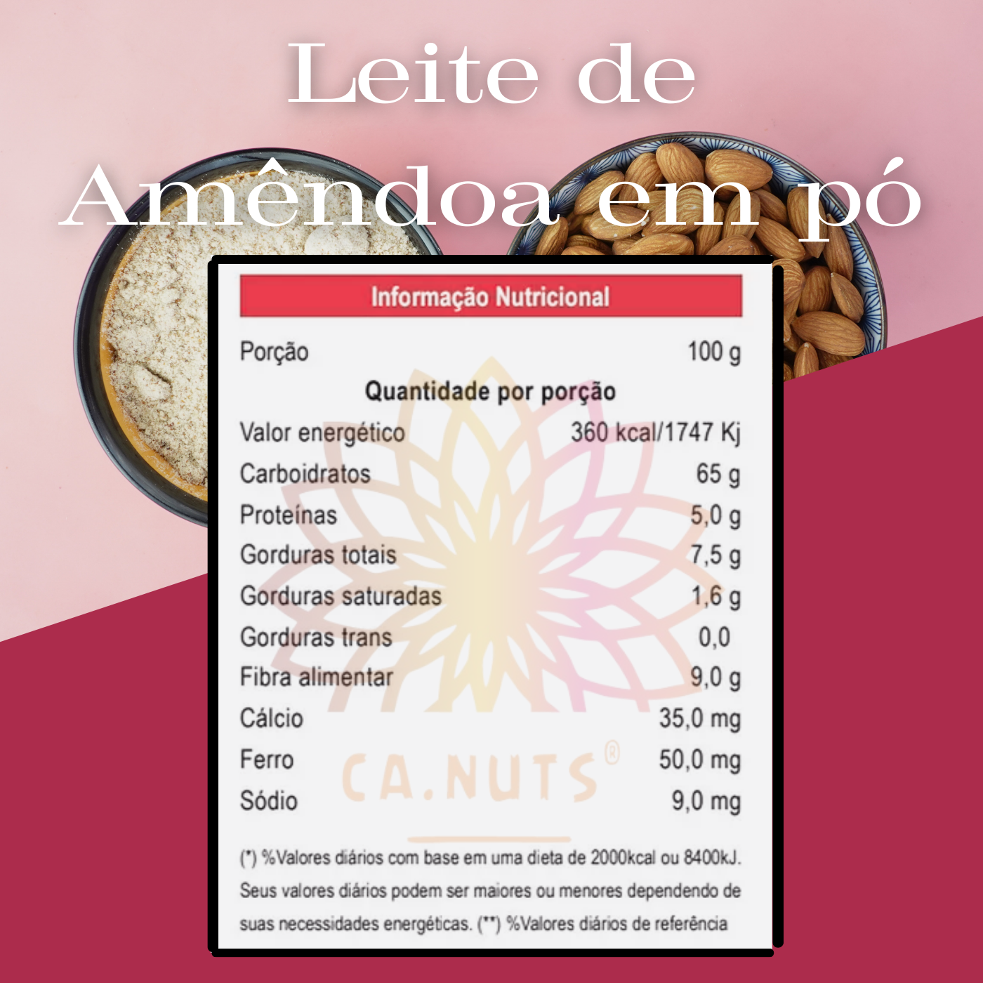 Leite de Amêndoas em Pó Ca.Nuts Linha Premium