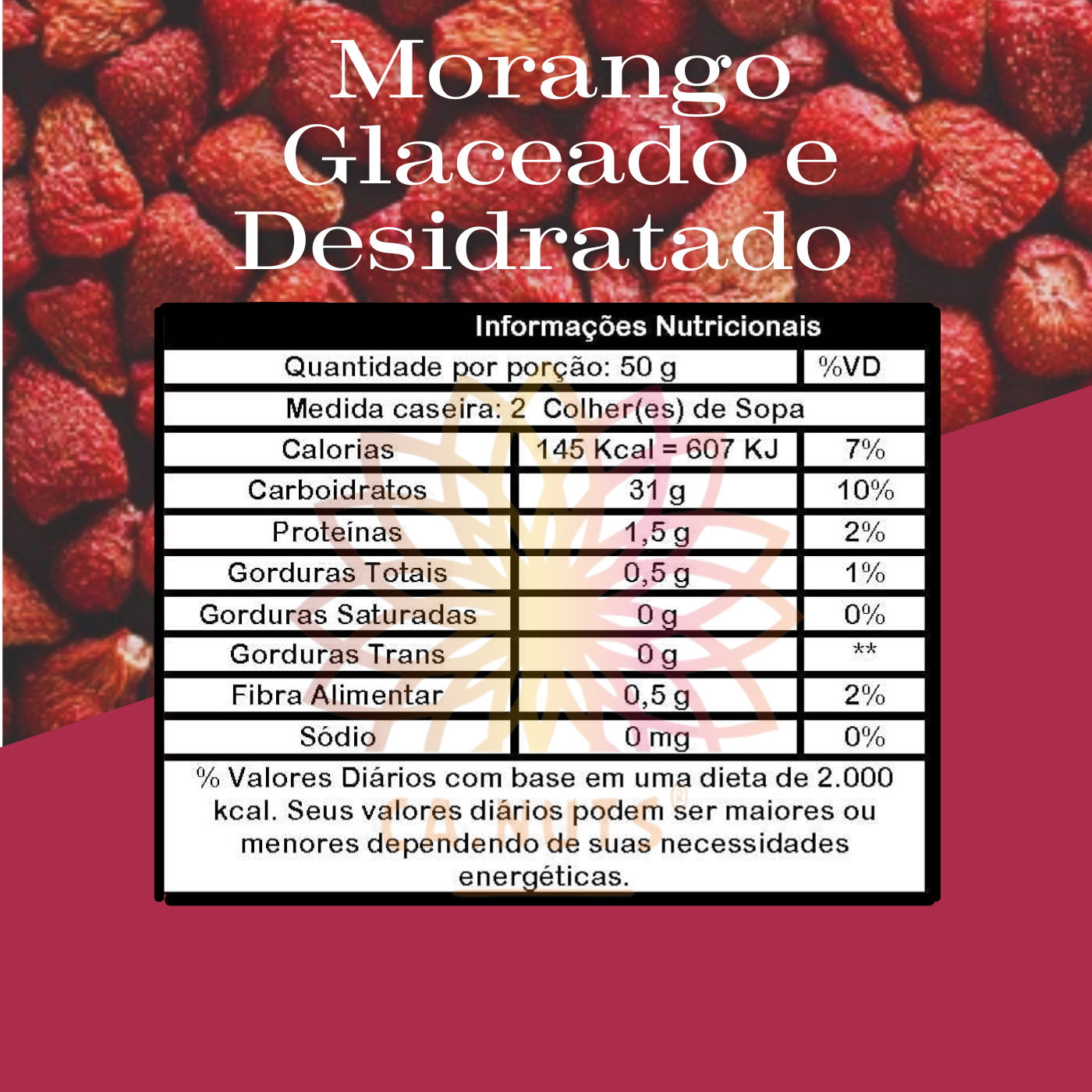 Morango Glaceado Desidratado Ca.Nuts | Frutas desidratadas Premium